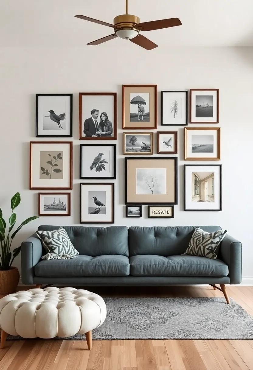 Create a Gallery Wall: Frame a‍ variety of⁢ artwork and photographs in‌ mismatched ⁤frames to draw attention and exhibit your personal taste