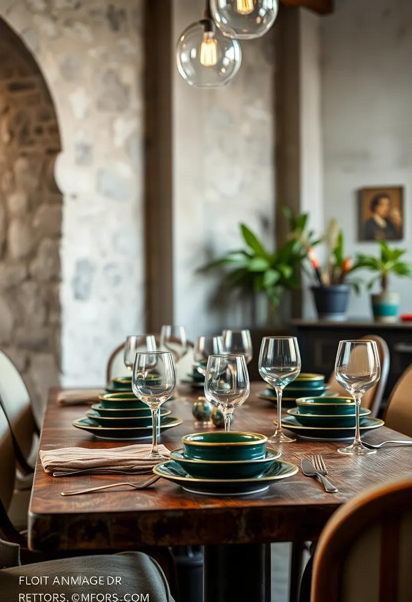 Mismatched vintage plates with bold patterns bring playful charm and unexpected character