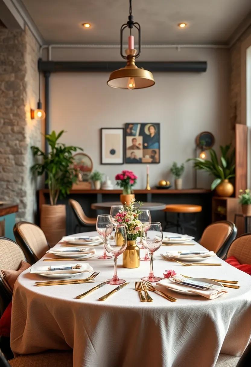 Soft⁤ pink glassware paired with brass cutlery evokes a refined yet ‌whimsical vintage ambiance