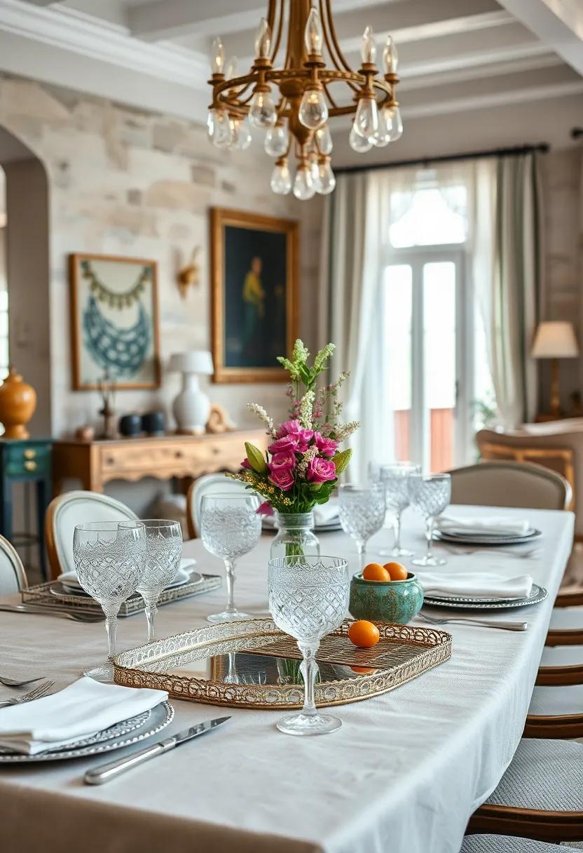 Crystal cut glassware alongside ornate silver ‌trays channels⁢ old-world glamour effortlessly