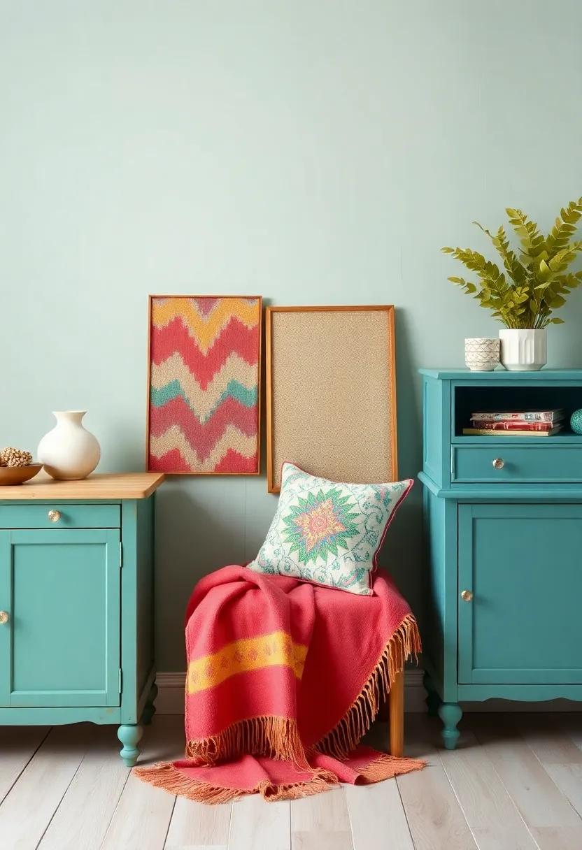 Accent with Fabrics: Pair your vibrant painted furniture ‍with colorful ‌textiles like throws and cushions for ⁤a layered look