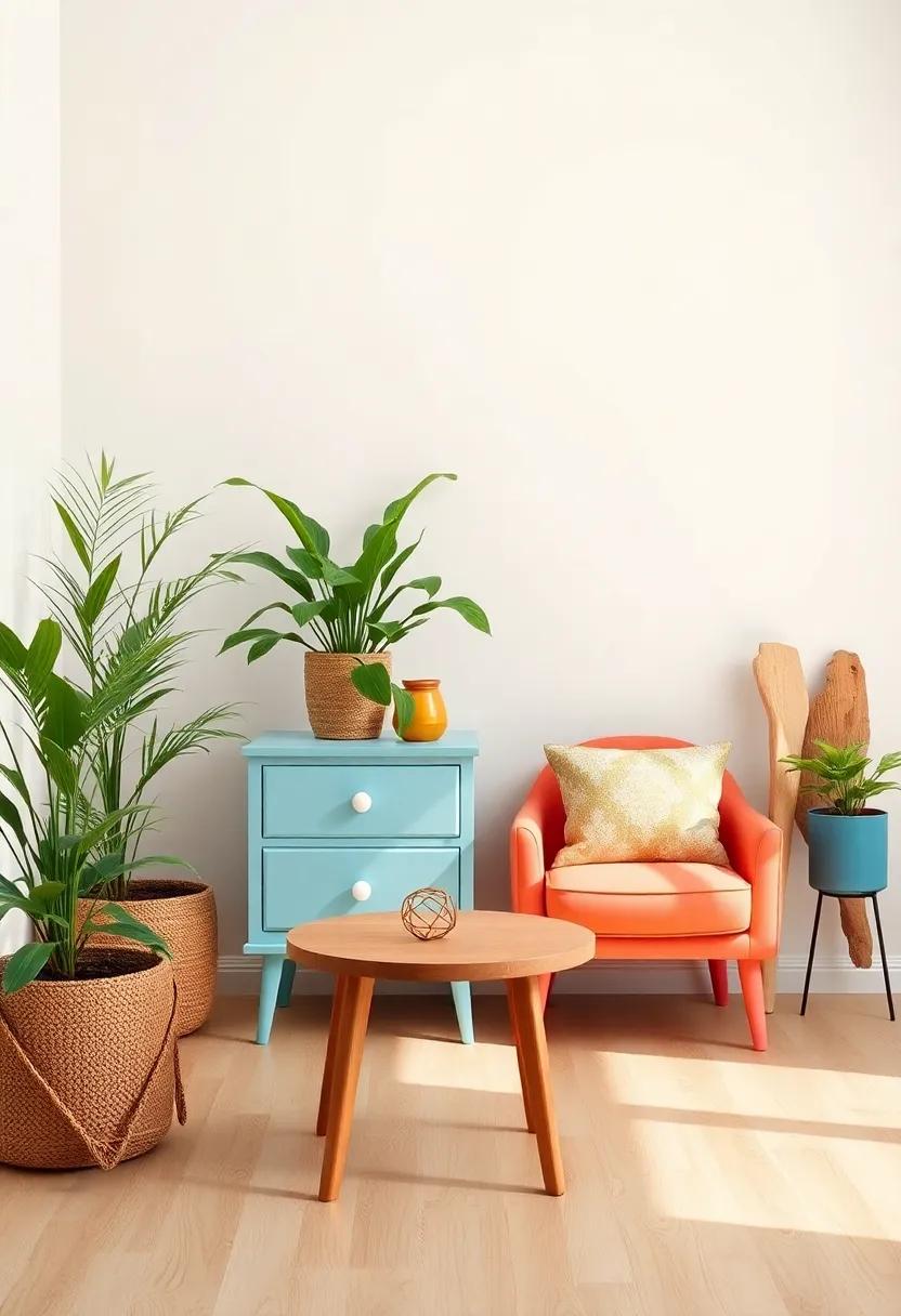 Contrast with Nature:‌ Position your colorful pieces alongside indoor plants or natural wood elements for a refreshing​ blend of ⁢man-made and natural⁢ beauty
