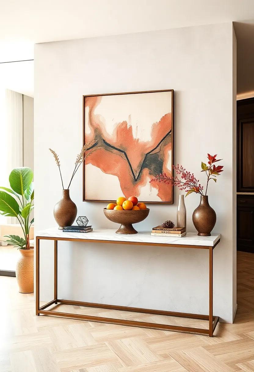 Layer decorative bowls, ​metallic ⁤accents, and a stack of art books to ⁣add‌ texture and⁢ visual ⁢interest