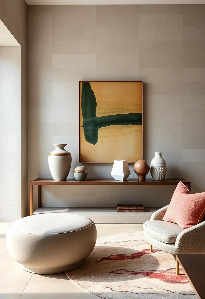 Combine modern geometric ​sculptures with classic decor pieces to ​create a dynamic yet harmonious style