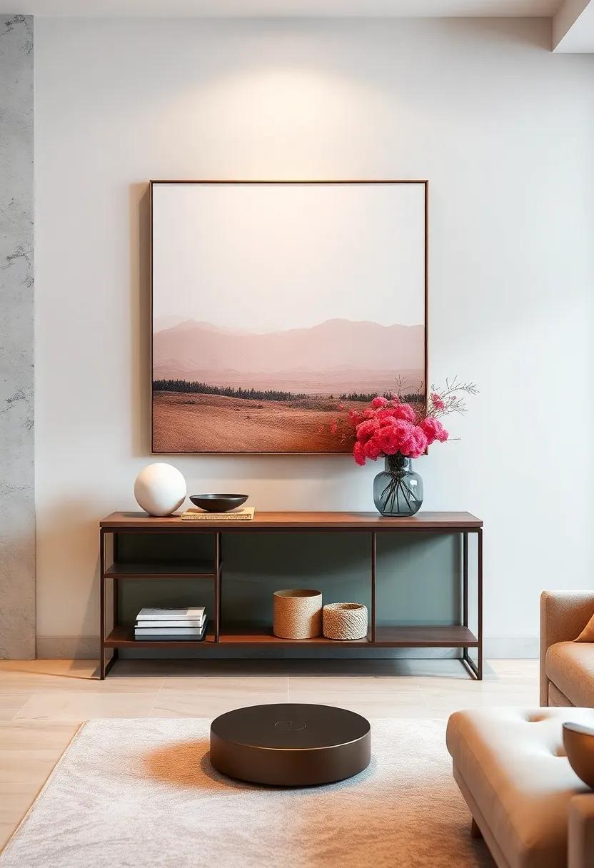 Place a ​large‍ statement art ⁢piece above the console table and keep accessories minimalist to emphasize the artwork