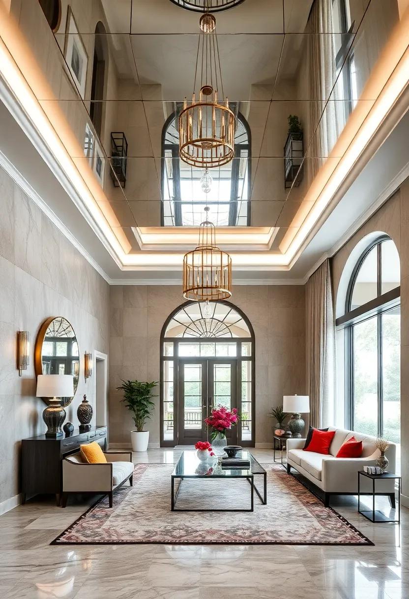 Balancing ​Height and ⁢Scale by Using Multi-Layered Mirrored ⁣Ceilings ⁤in Spacious Foyer Designs