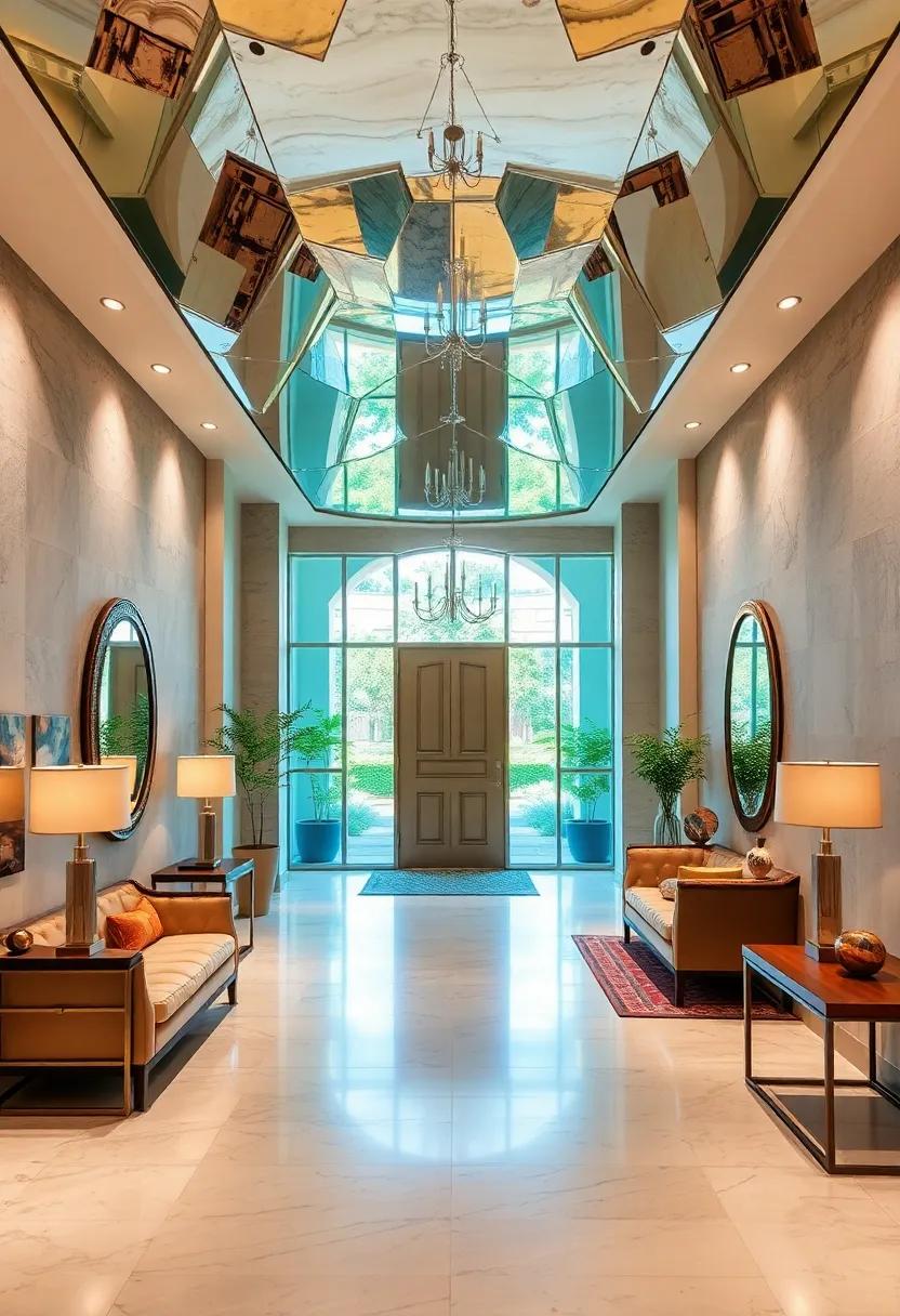 Emphasizing​ Curved⁢ Ceiling Mirrors to Soften Angular ⁤Entryway Lines⁤ and Invite ‌Graceful Flow