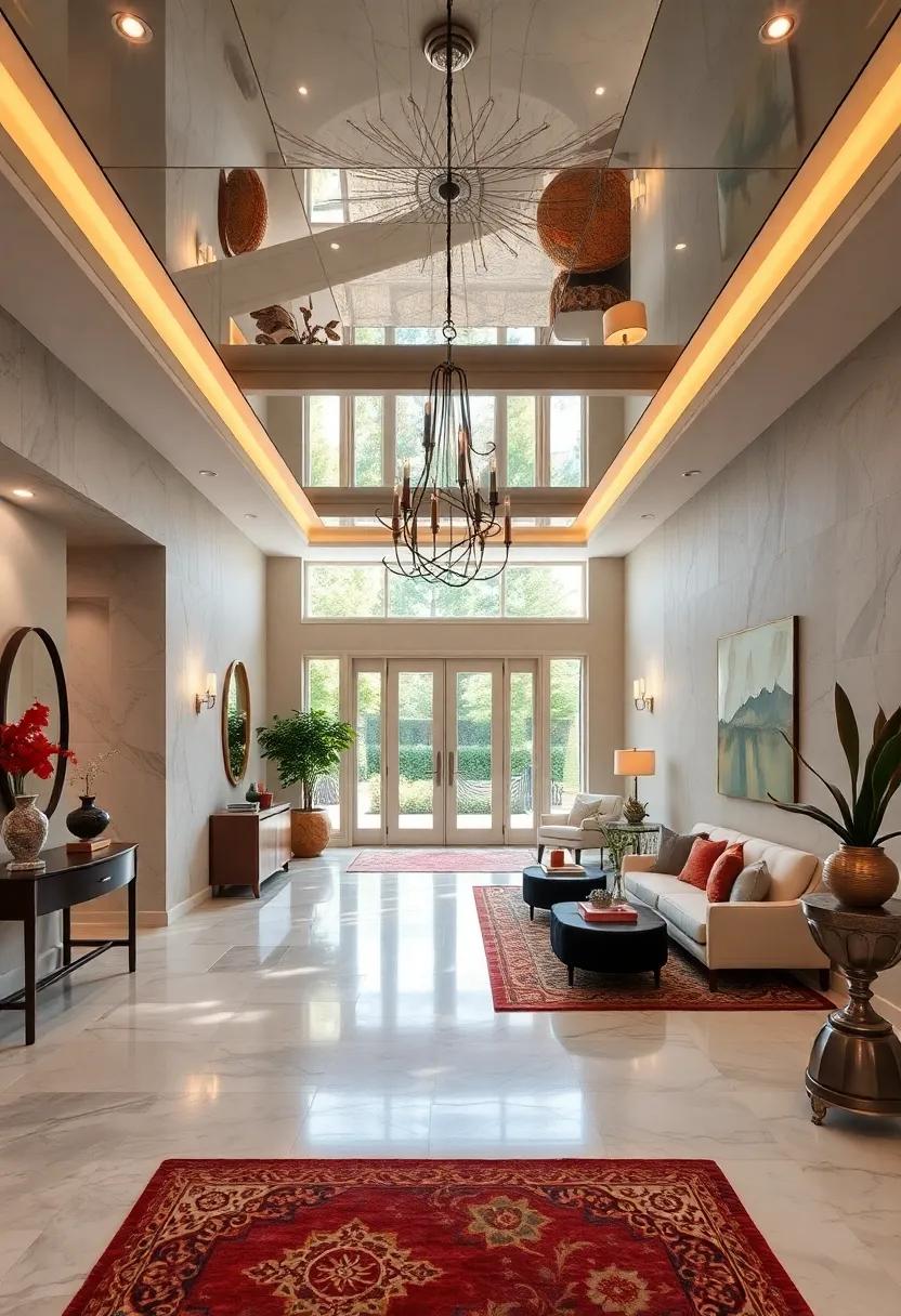 Fostering Serene Entry Experiences with Mirrored ​Ceilings that⁣ Capture Soft‌ Candlelight Glows