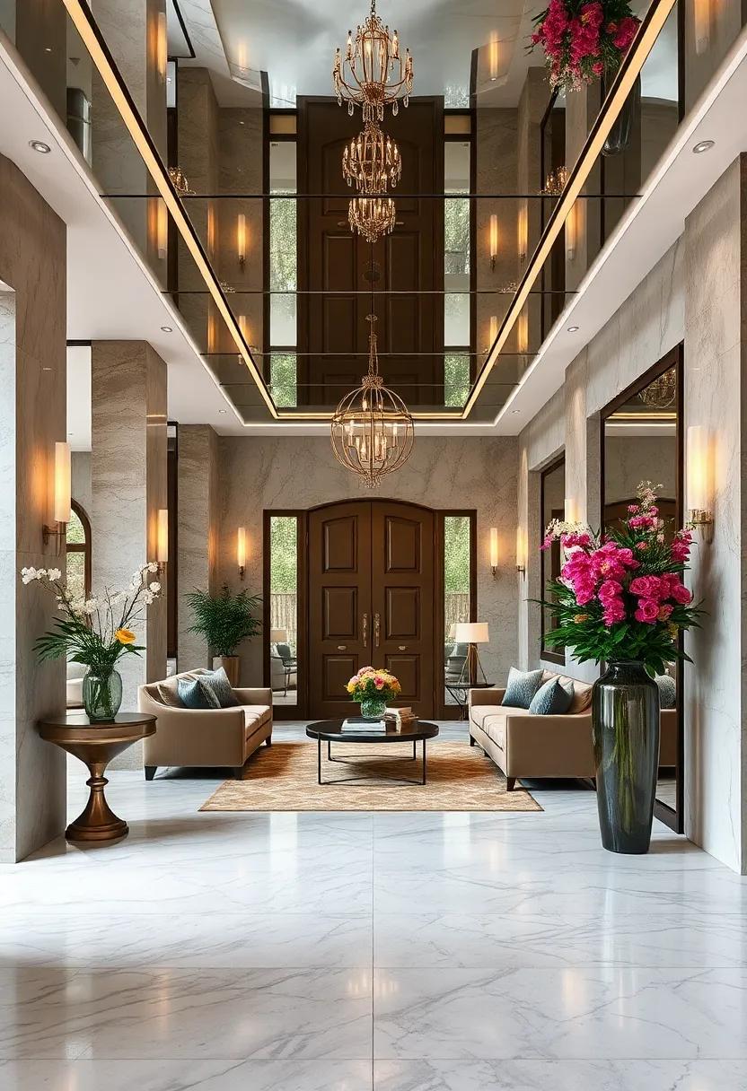 Highlighting ‍Floral Arrangements Beneath Mirror Ceilings to Double the Impact ​of Natural⁣ elegance