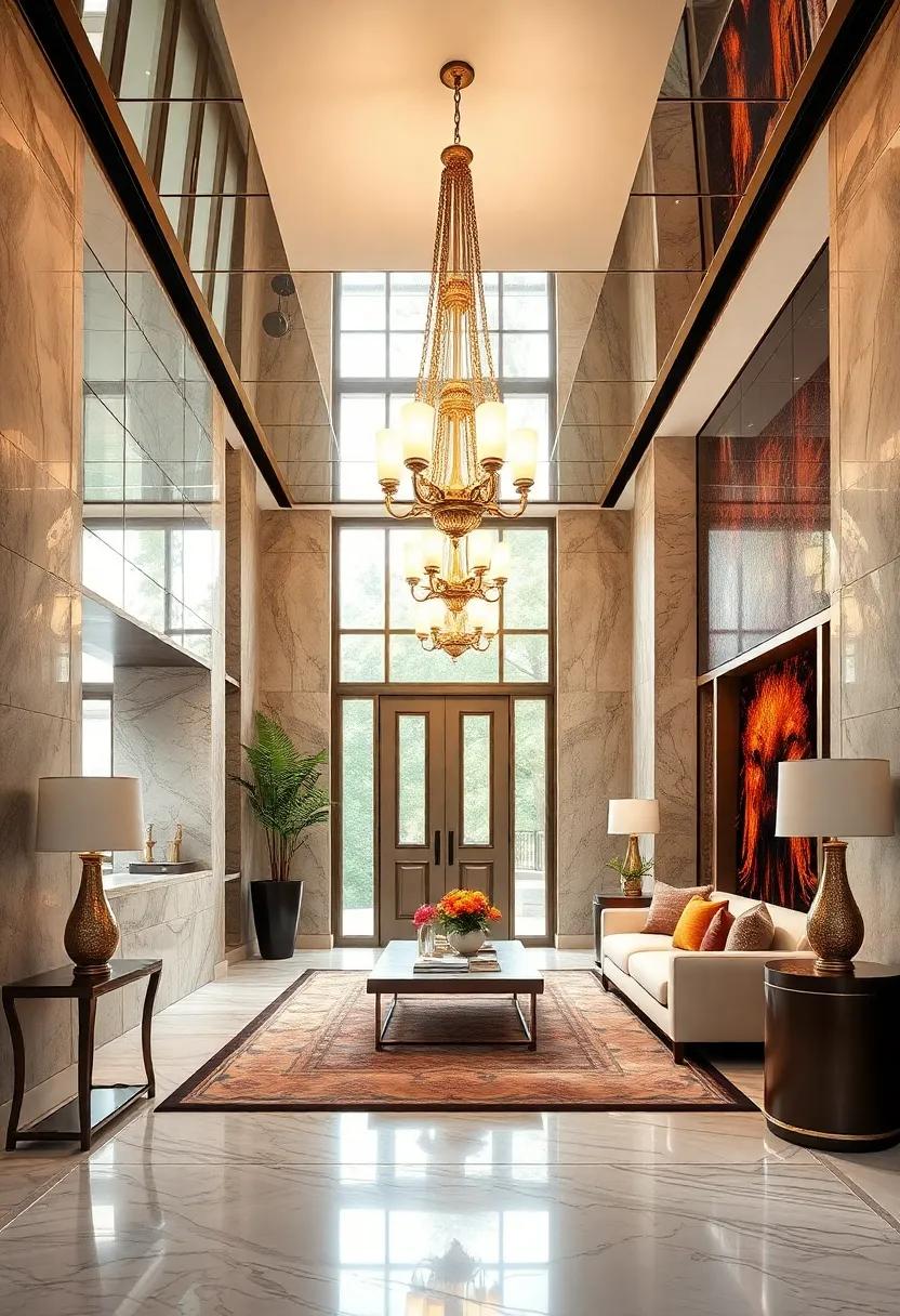 Incorporating Ornate ⁤Chandelier ‌Fixtures Suspended from Reflective Surfaces ⁤to Amplify Entryway Grandeur