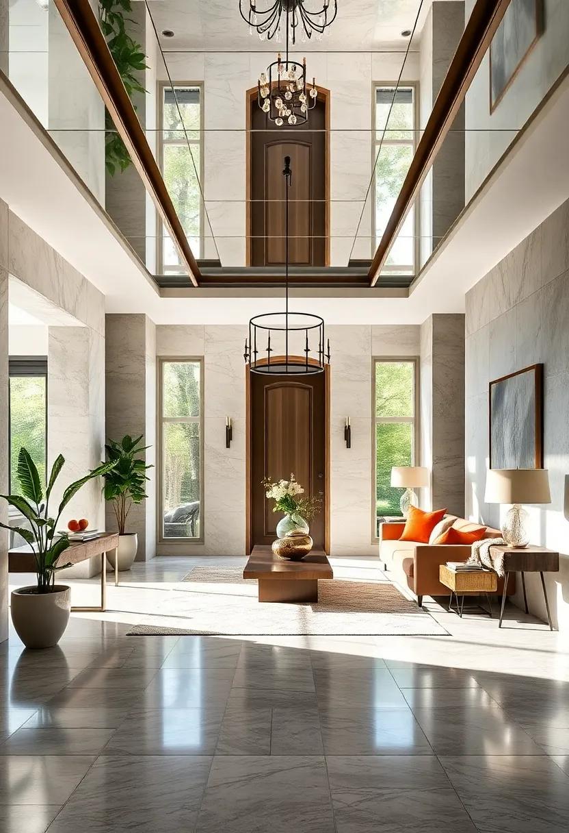 Merging ⁤Minimalist Design Elements with Layered Mirror Ceilings⁢ for a Clean and ‍Sophisticated Entryway