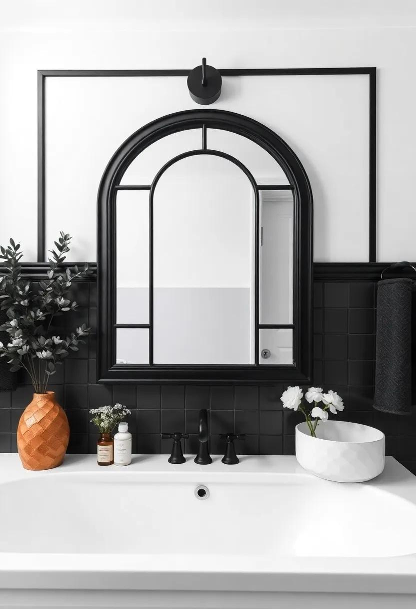 Elegant Mirrors: A large black frame mirror can serve as a striking centerpiece, reflecting light and drawing attention to the stunning design choices