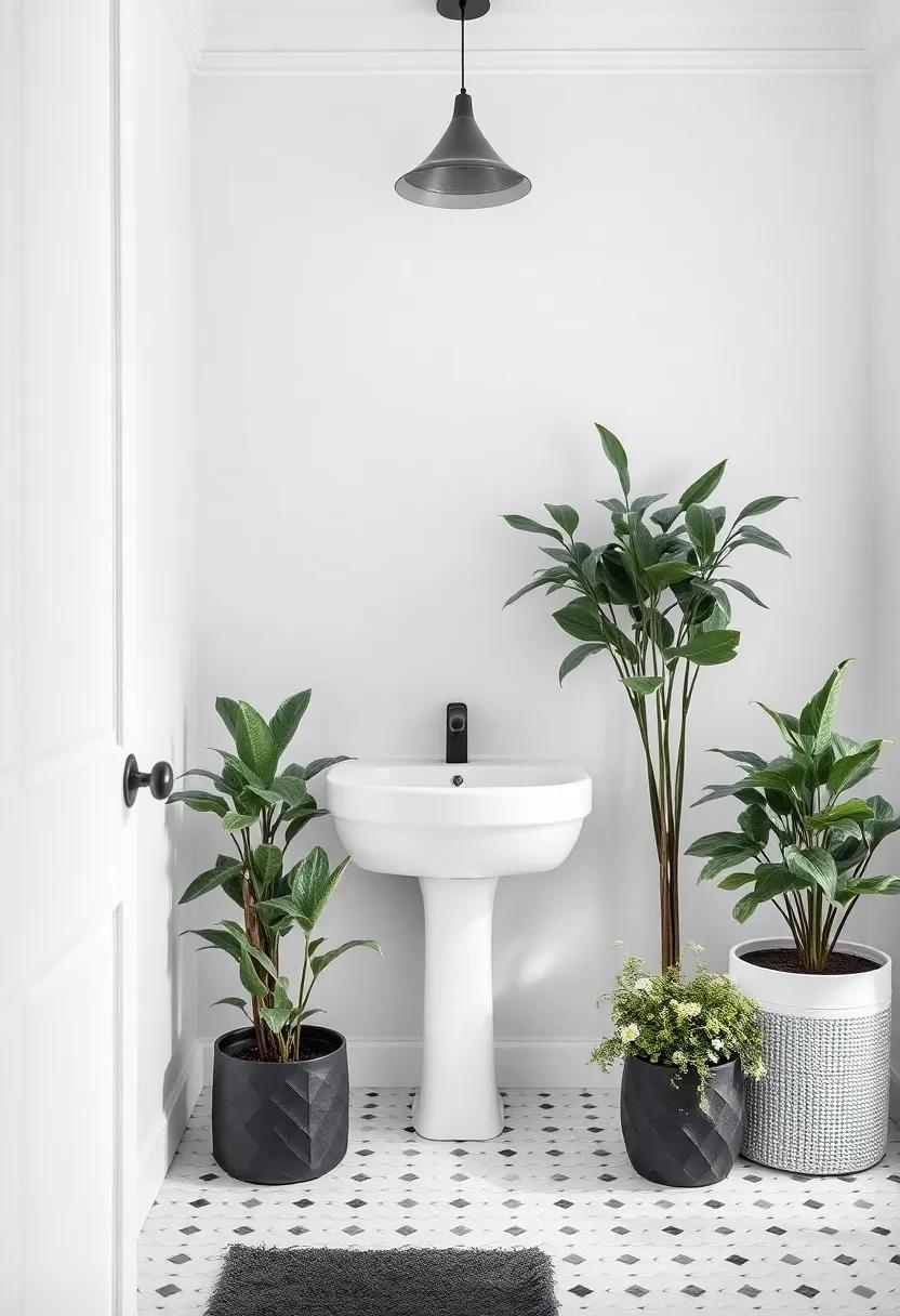 Indoor Plants: add a touch of greenery with potted plants that contrast beautifully against the monochrome scheme,injecting life into the space