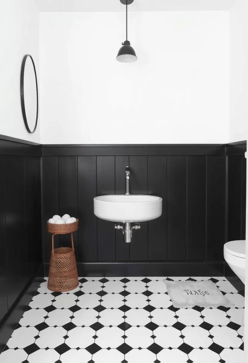 Split Wall Treatment: Paint the bottom half of the walls black with a shiplap treatment while keeping the top half bright white for a modern farmhouse blend