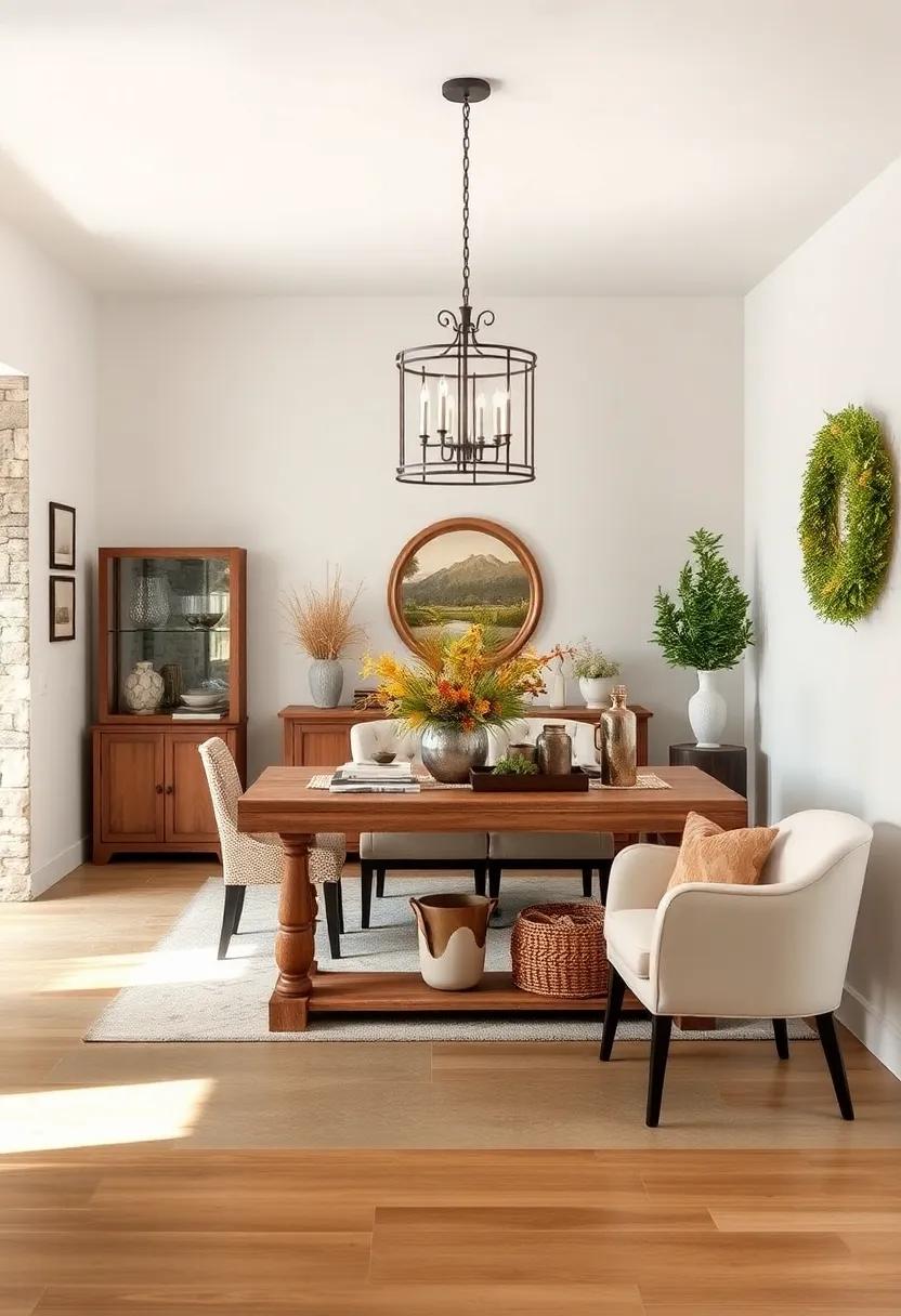 Design an inviting entryway into your‍ dining⁤ room with a rustic console table and ‌seasonal decor
