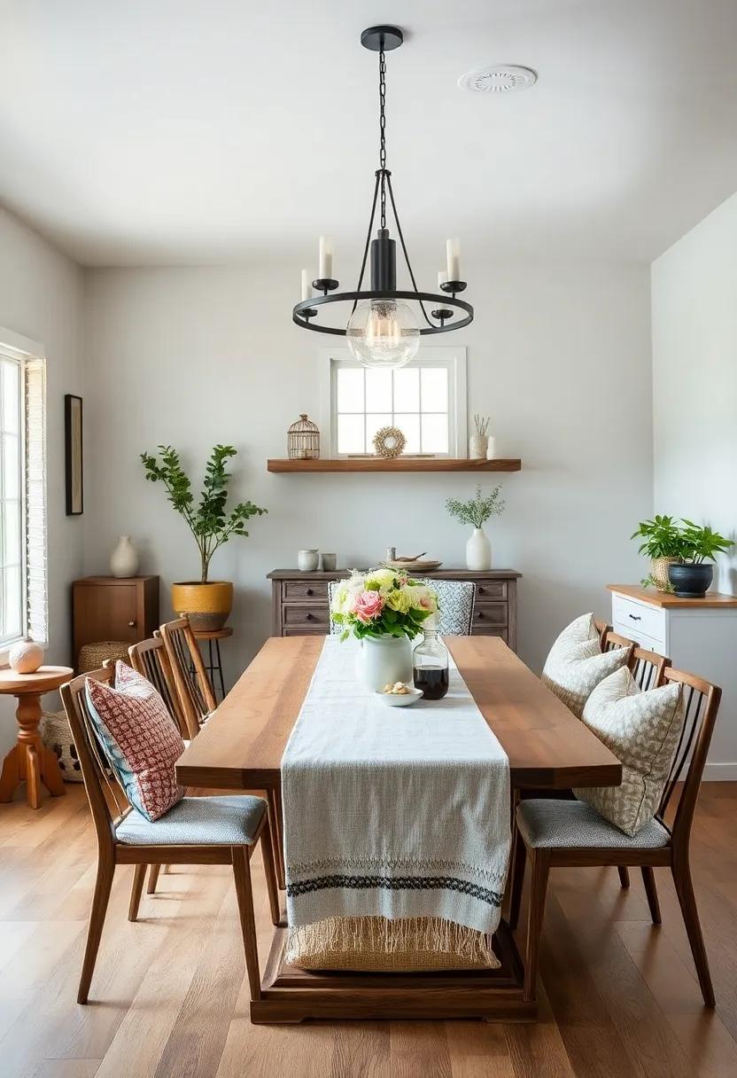 layer in cozy textiles ⁣like linen table​ runners and cushioned seat pads for​ comfort and style