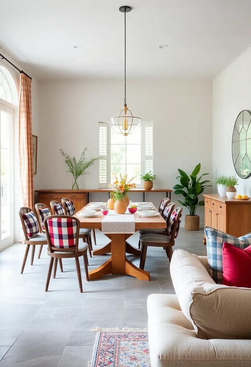 Use classic gingham or plaid patterns in curtains or chair cushions‍ to evoke nostalgic farmhouse charm