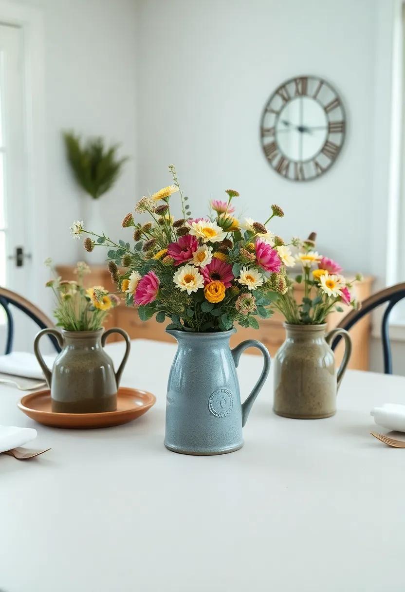 Accessorize with fresh⁣ wildflowers or eucalyptus in ⁤rustic pitchers as a charming centerpiece