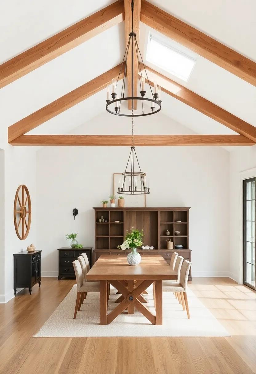 Highlight exposed wooden beams or rafters to ⁤bring architectural interest and ⁢farmhouse authenticity