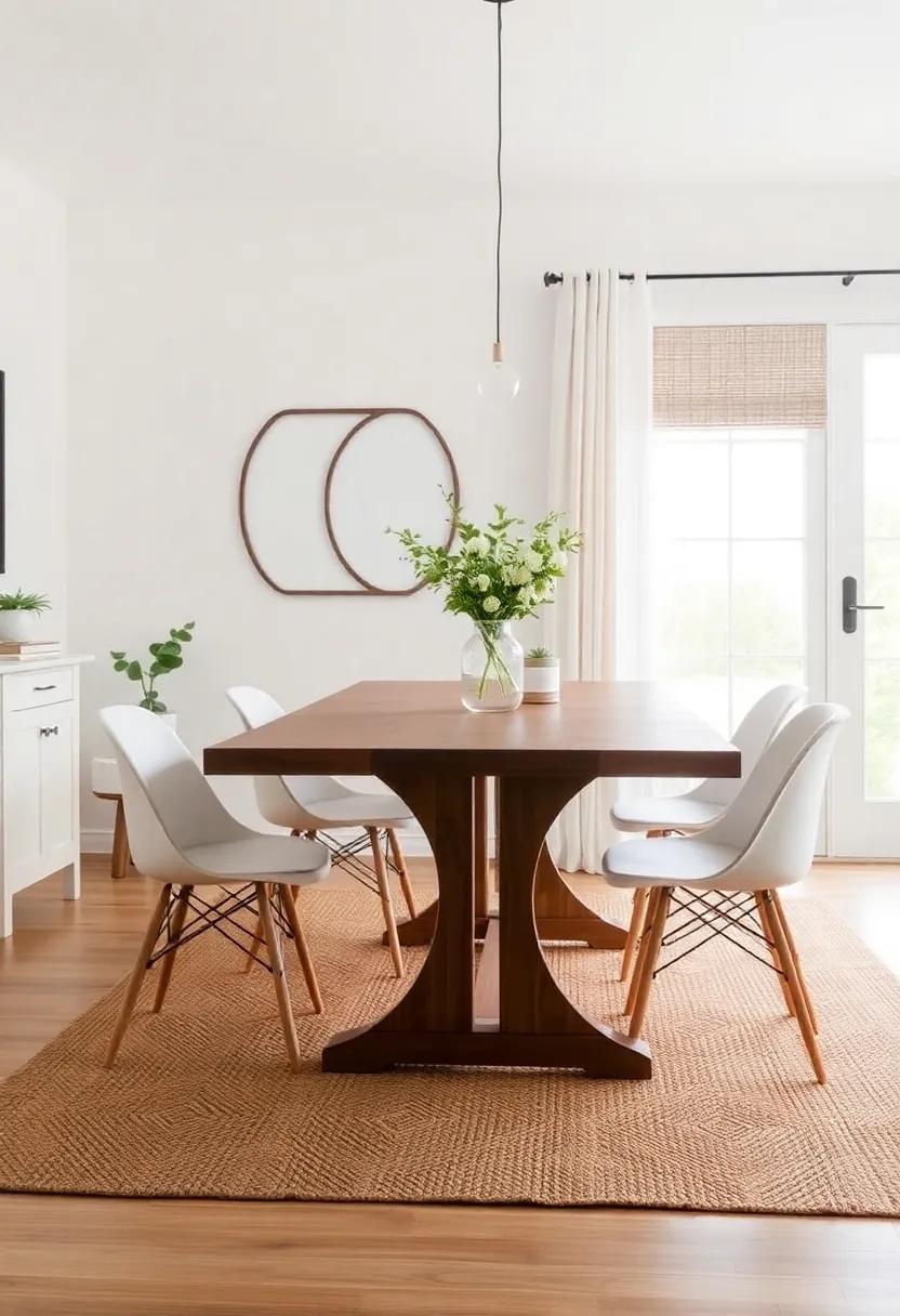 Introduce ⁢a natural jute ‍or sisal rug‍ under the​ dining ‍table to add⁣ texture and an earthy⁤ vibe