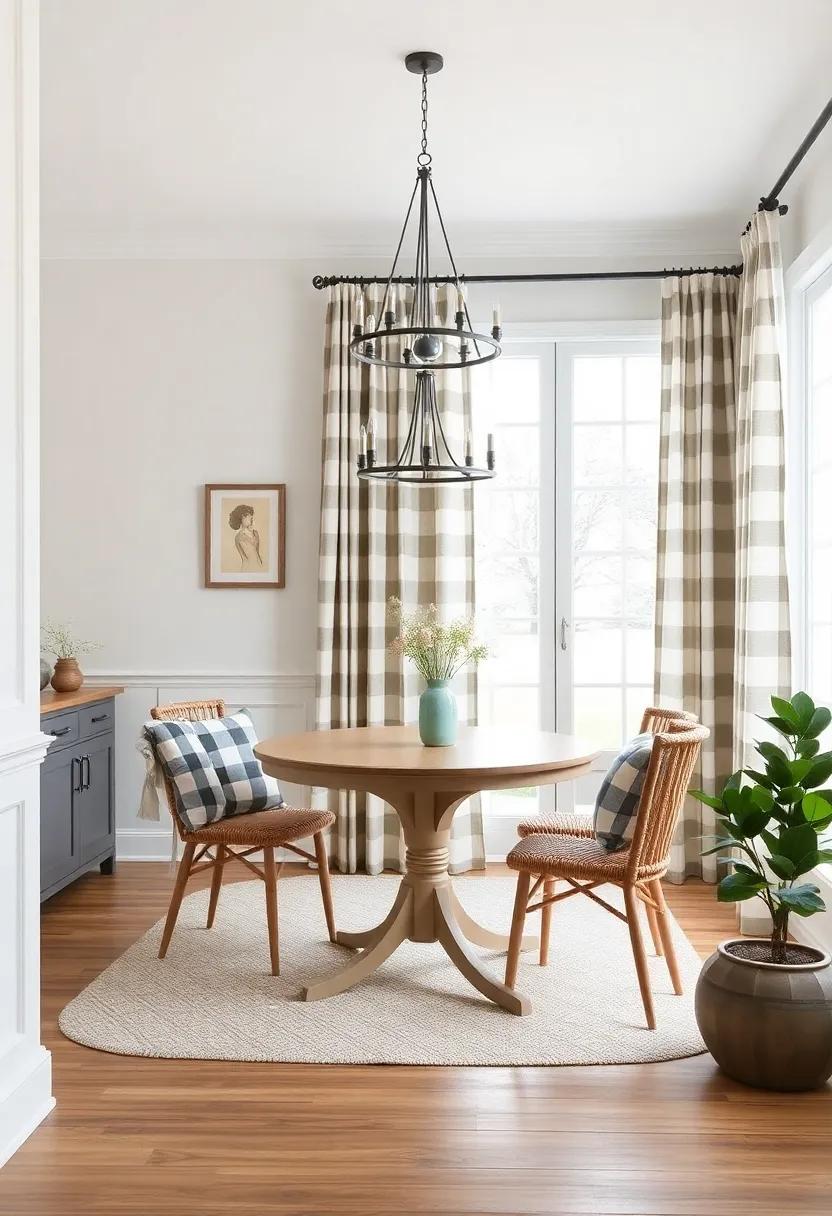 Use plaid or gingham patterned cushions and‍ curtains to evoke a cozy,countryside dining room
