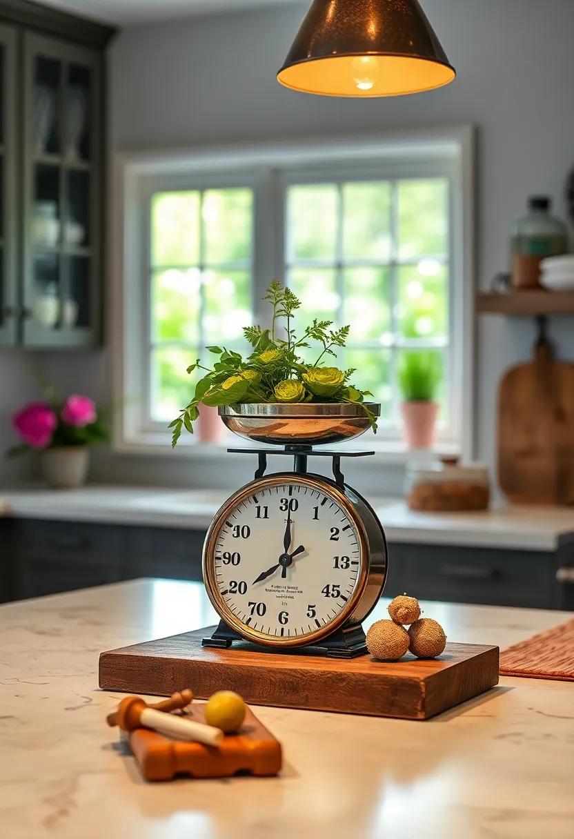 Antique Scale as Decor:⁢ Place‍ a vintage kitchen scale on ⁤your countertop as both a functional tool and a decorative statement