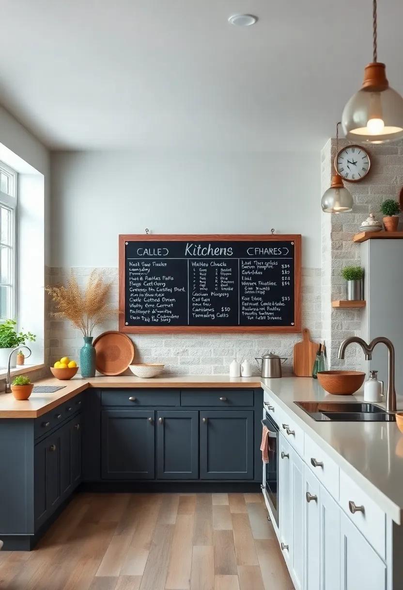 Chalkboard Menu Boards:‌ Hang a rustic ‌chalkboard where you can jot down recipes, grocery lists, or daily menus