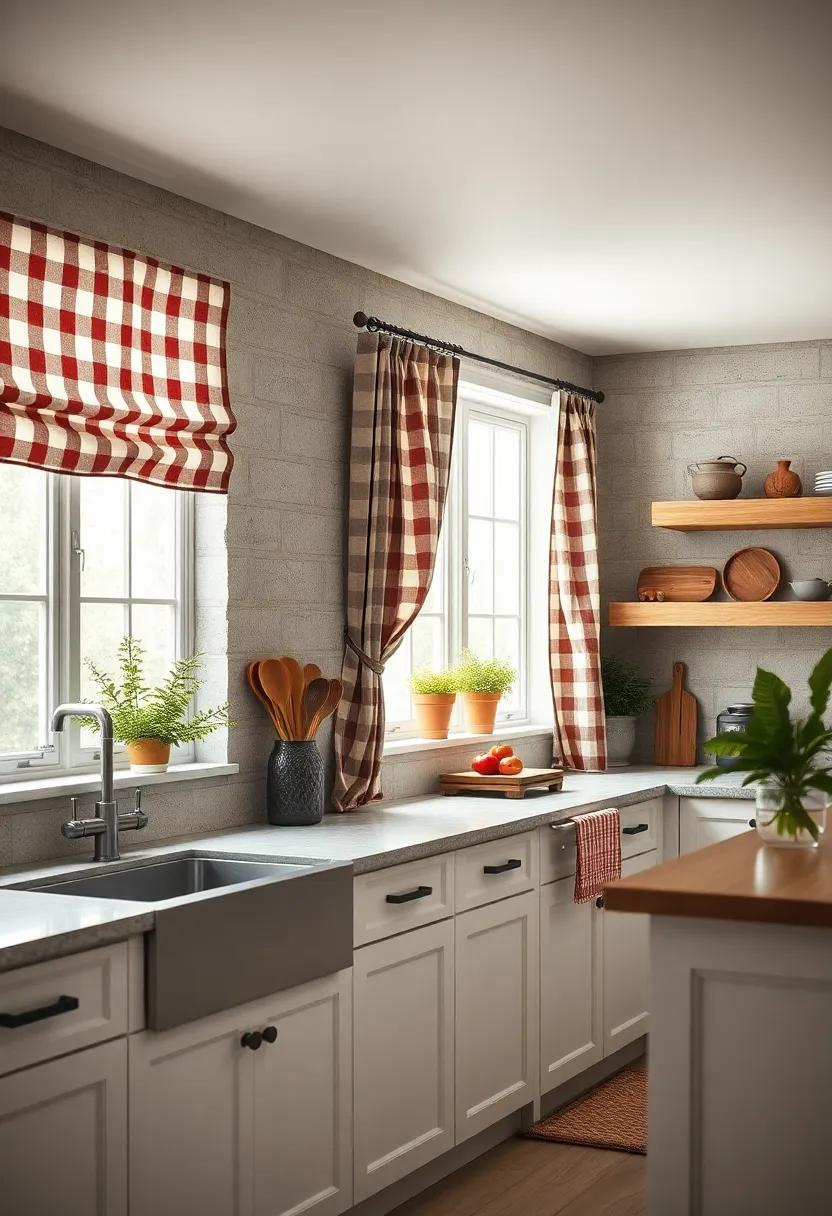 Checkered⁢ or Gingham Curtains: Frame your⁢ kitchen windows with checkered or gingham fabric curtains to evoke ‍a‌ cozy country feeling