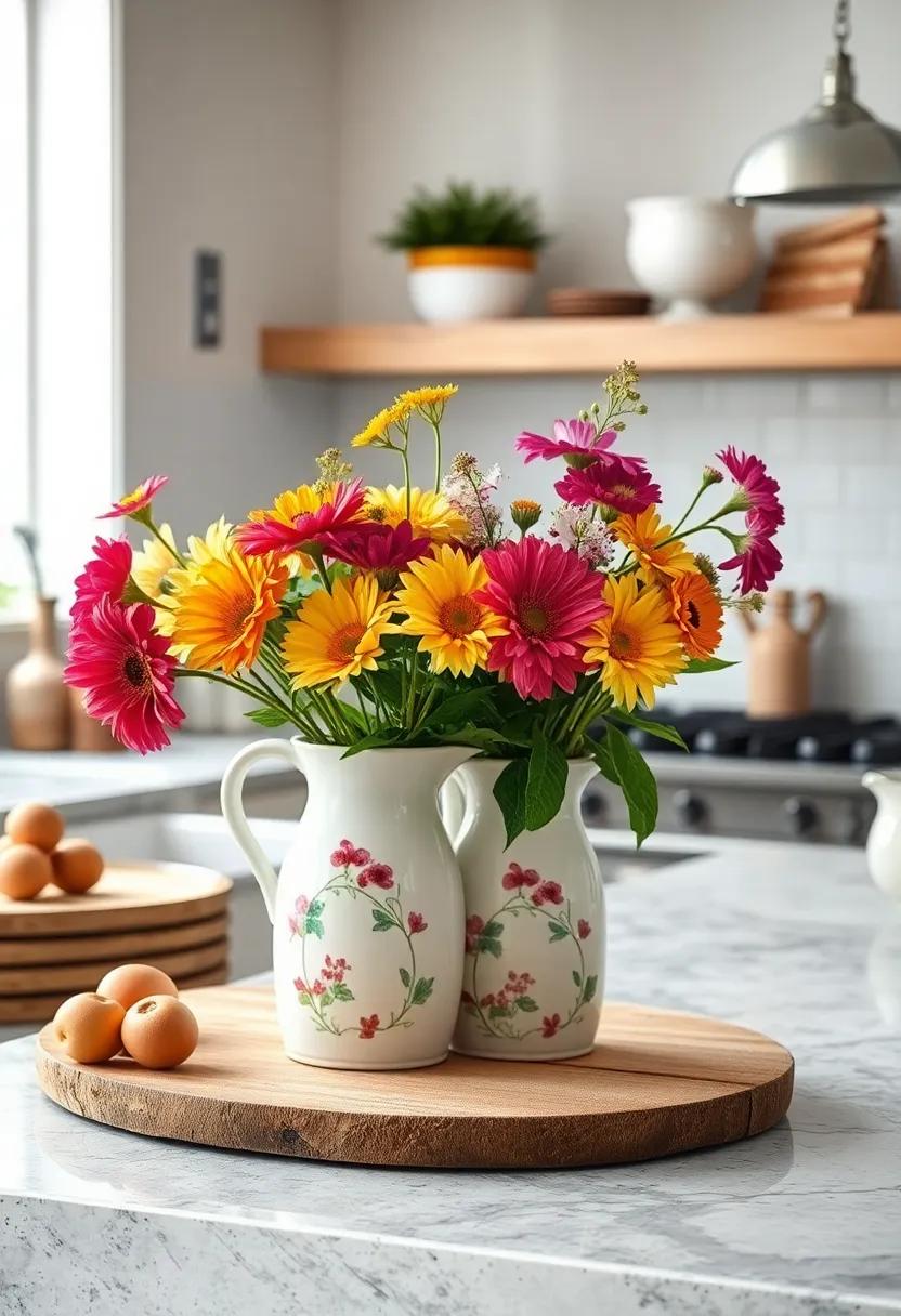 Hand-painted Ceramic Pitchers: Display hand-painted ceramic pitchers filled with fresh flowers as cheerful‌ countertop ‌decor