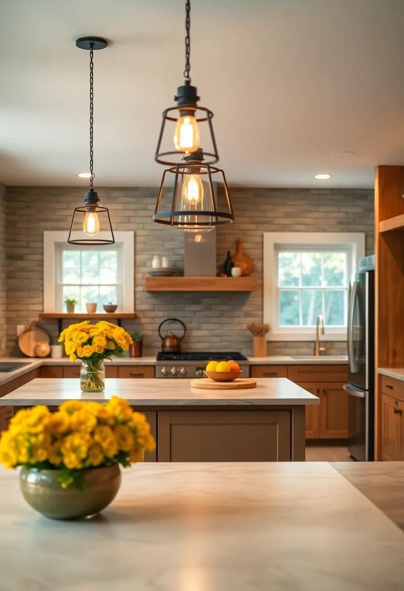 Rustic ​Pendant Lighting: Install iron or wooden pendant lights above your island for warm, ‍inviting ⁢illumination
