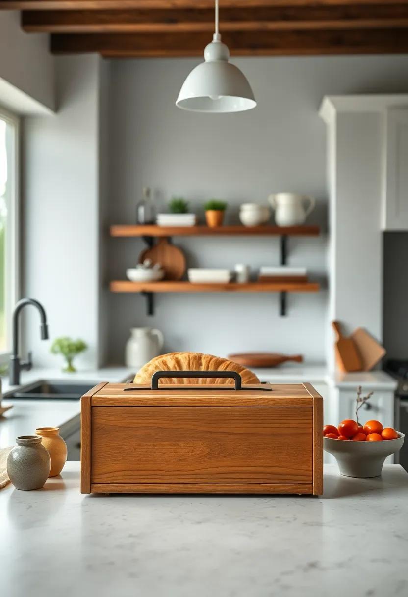 Wooden Bread Box: Place a classic wooden bread box on the counter⁤ for fresh bread storage and timeless appeal