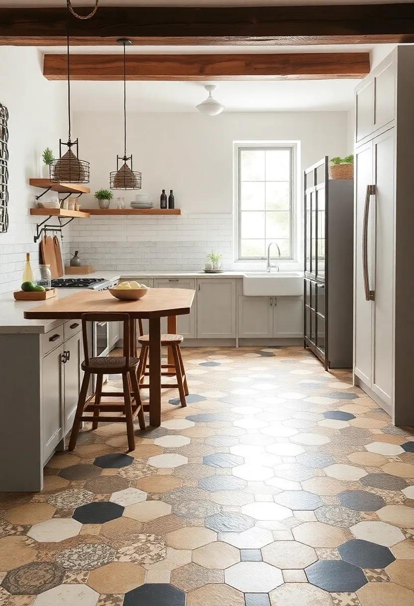 Hexagonal Mosaic: Use hexagonal mosaic tiles to create a⁤ unique pattern that‌ combines⁢ rustic charm with a modern twist