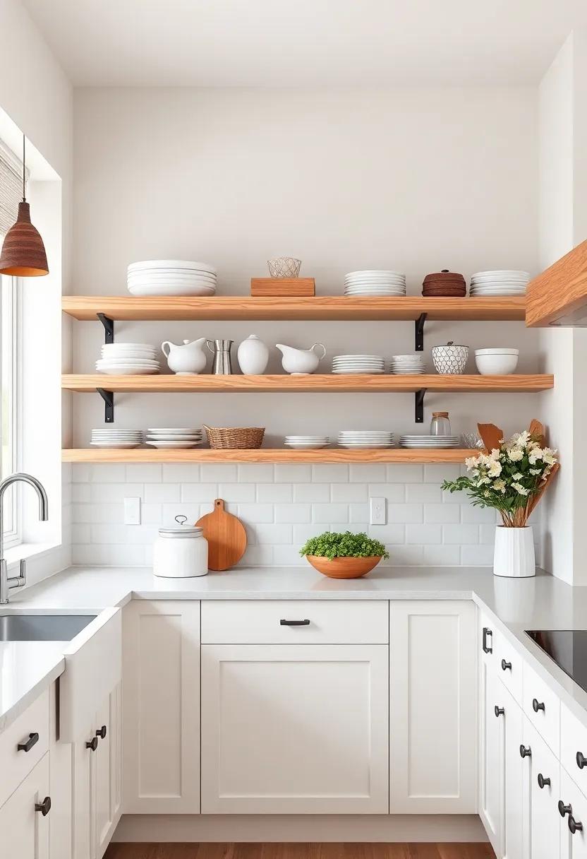 Open Shelving: Showcasing Farmhouse Aesthetics with Functional Style