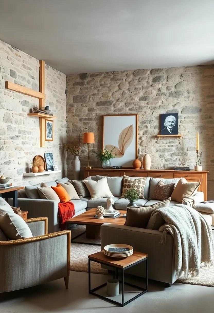 Experiment with ‍soft, fluffy throws and​ cushions in muted ⁤tones to balance ‍the solidity of stone walls