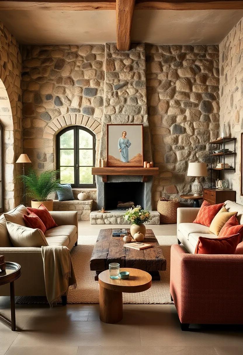 Select⁤ handcrafted ⁣wooden coffee ‌tables or benches​ with a rough finish to resonate with the rugged stone backdrop