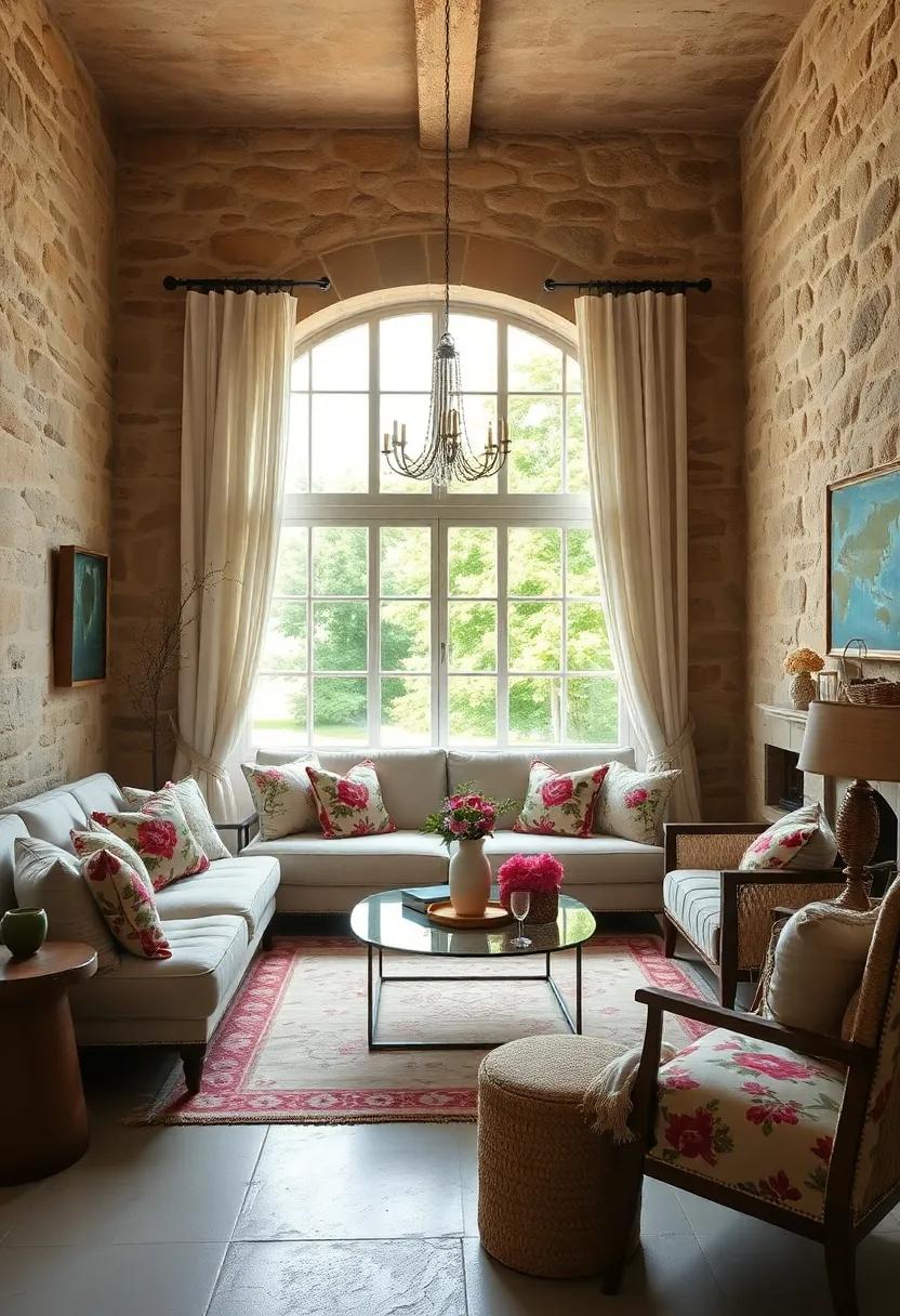 Add⁢ floral patterned cushions ‍and curtains ​to‌ soften‍ the roughness ‍of⁢ stone and ‍bring⁣ in a ⁢touch of French countryside charm