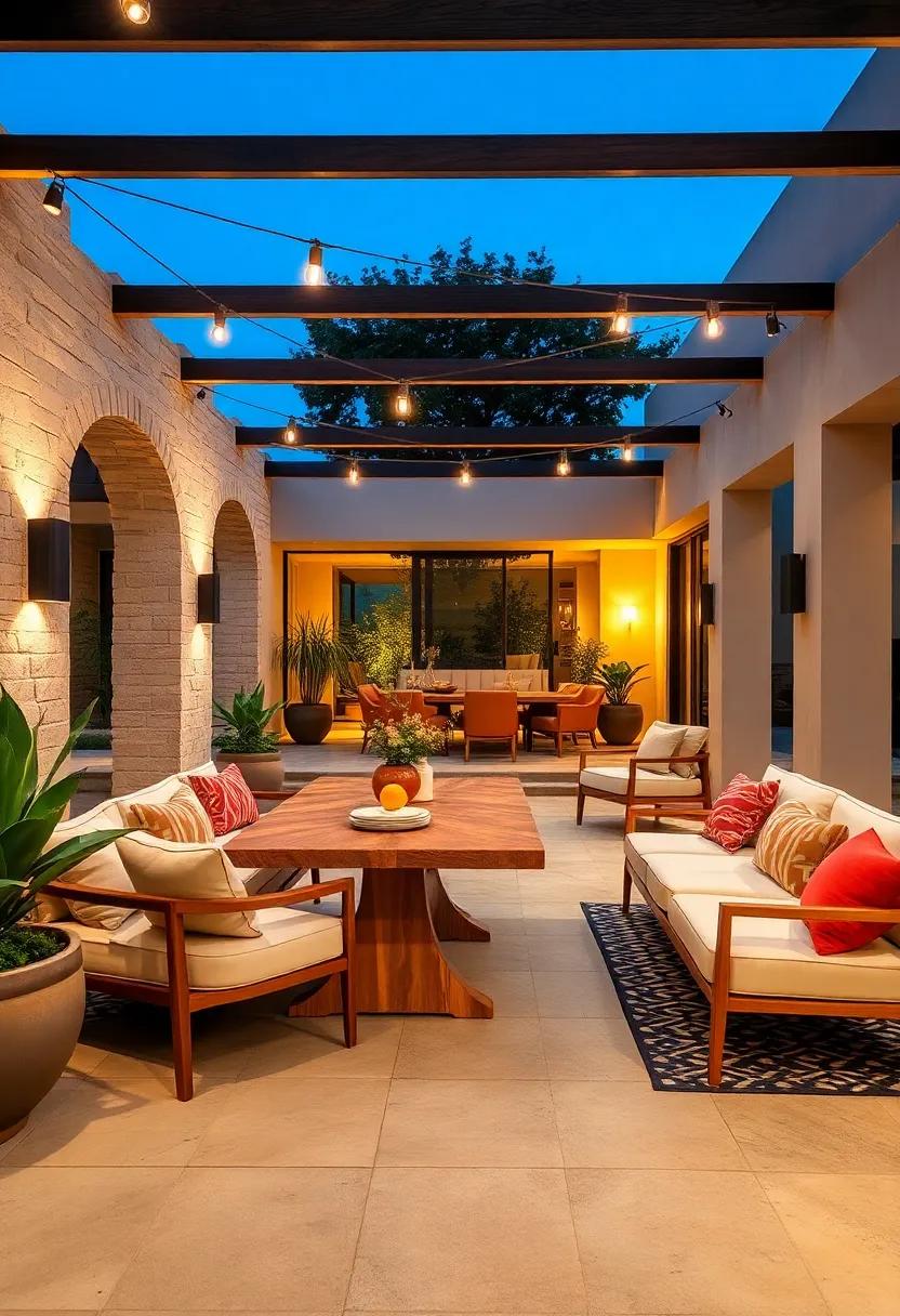 Tropical Inspired Alfresco Dining Featuring Bamboo Furniture Accented With Tropical Plants and soft island Sounds