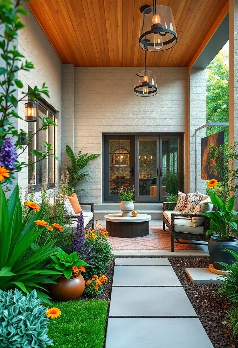 Front Yard Spaces Filled with Native Prairie Grasses Swaying⁣ in Gentle Midwest Winds