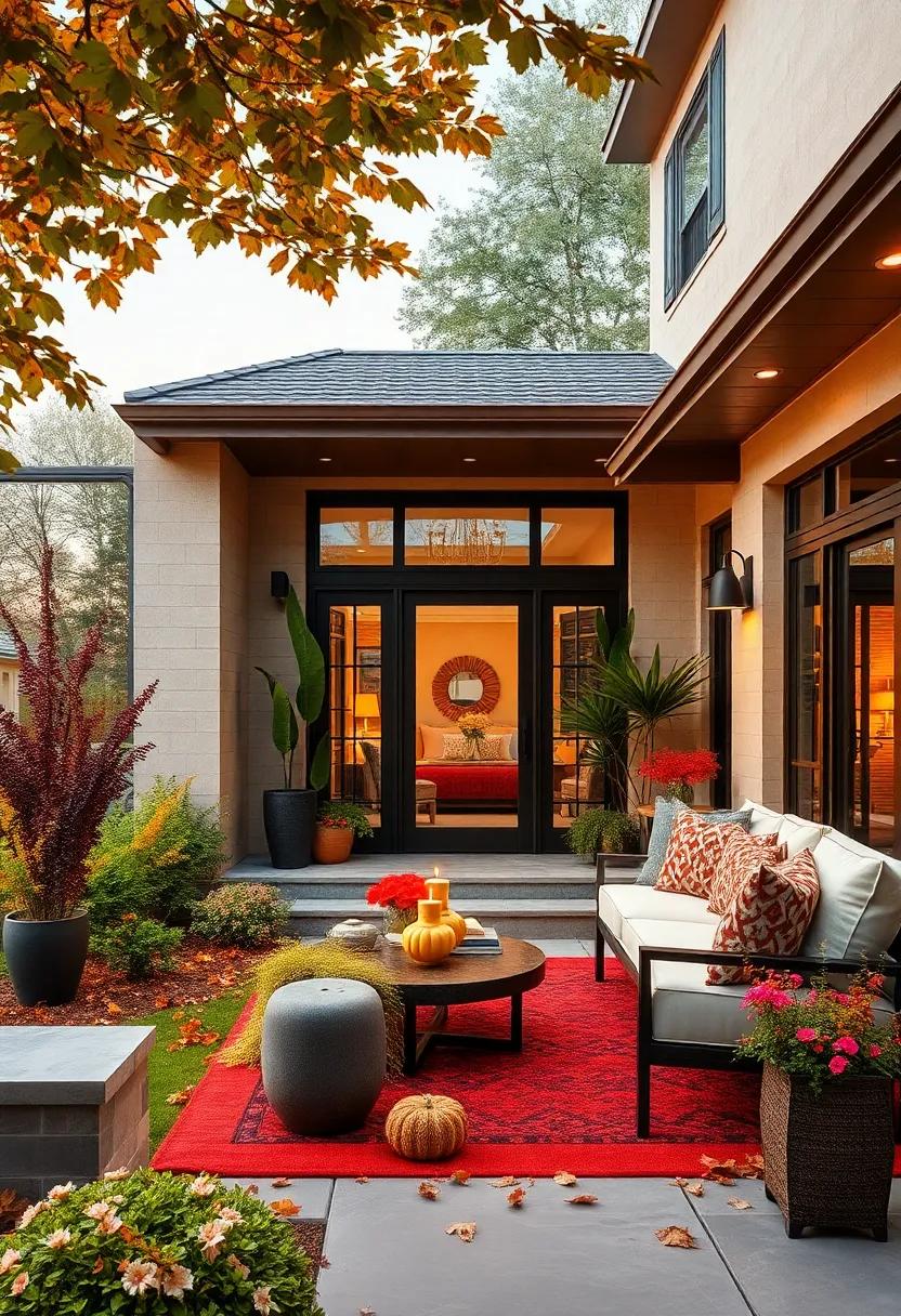 Front Yard Views Rich with Gold and Crimson Tones Capturing the Heart ‍of fall Transitions