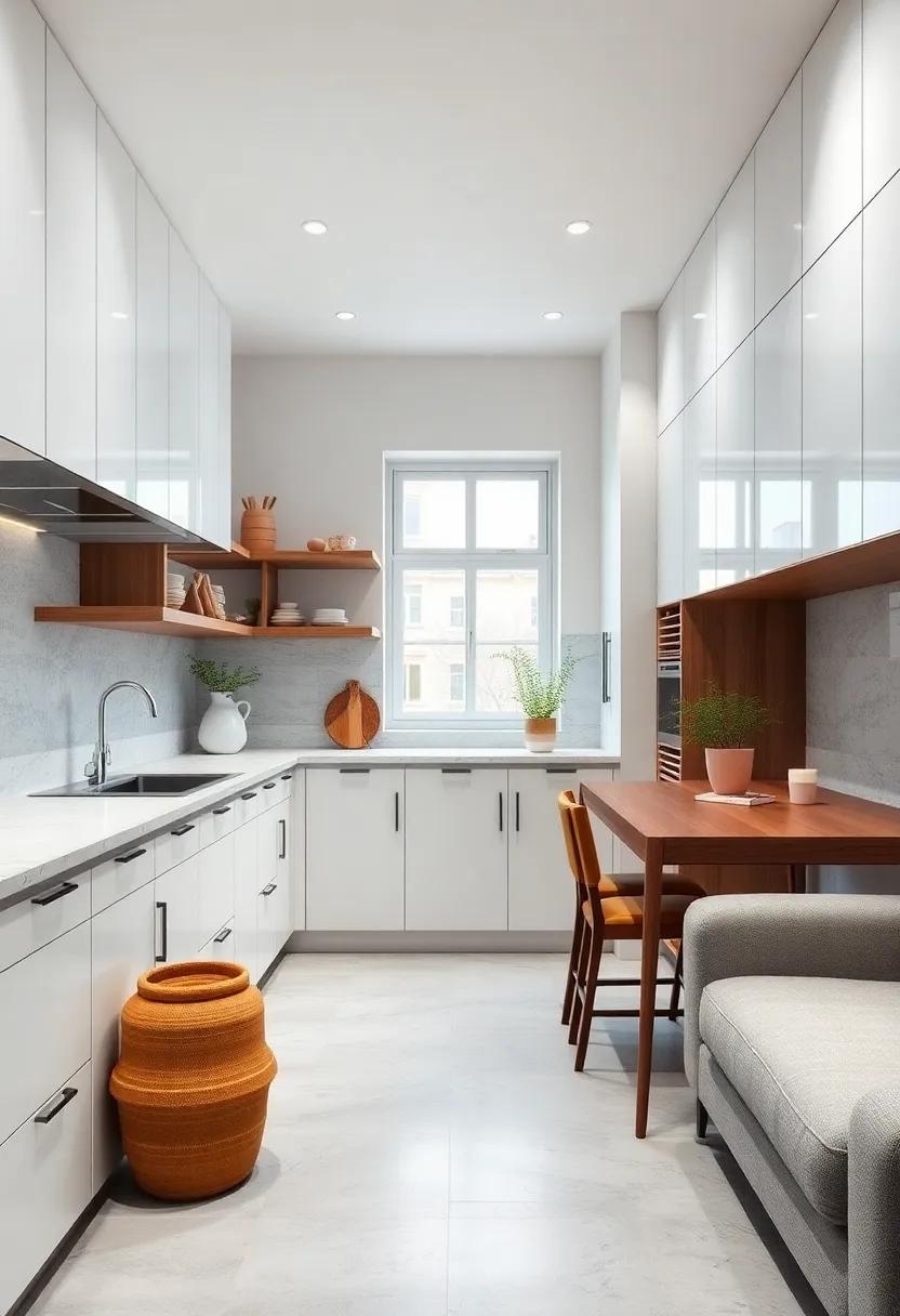 select light-colored cabinet finishes to ⁤make ‍the narrow kitchen feel more spacious