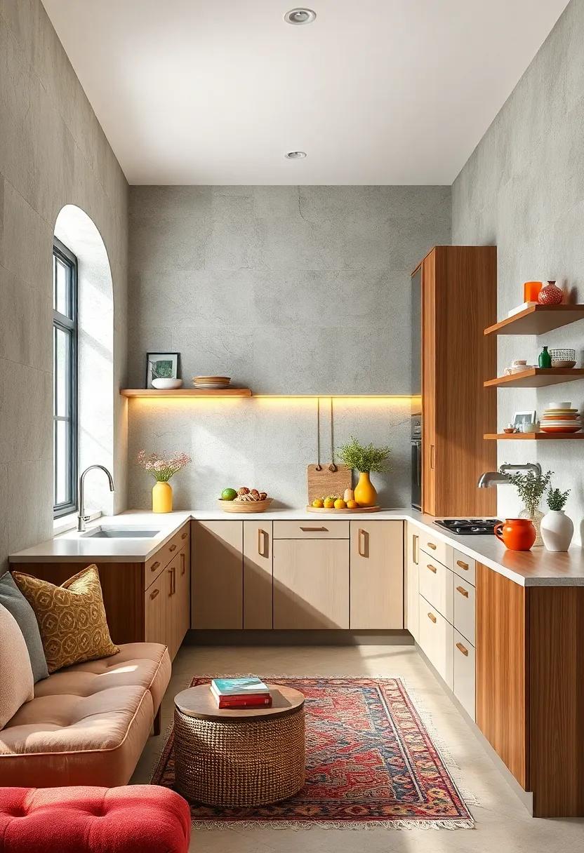 Use⁢ contrasting‌ cabinet finishes on opposite walls to add visual interest and define⁣ zones