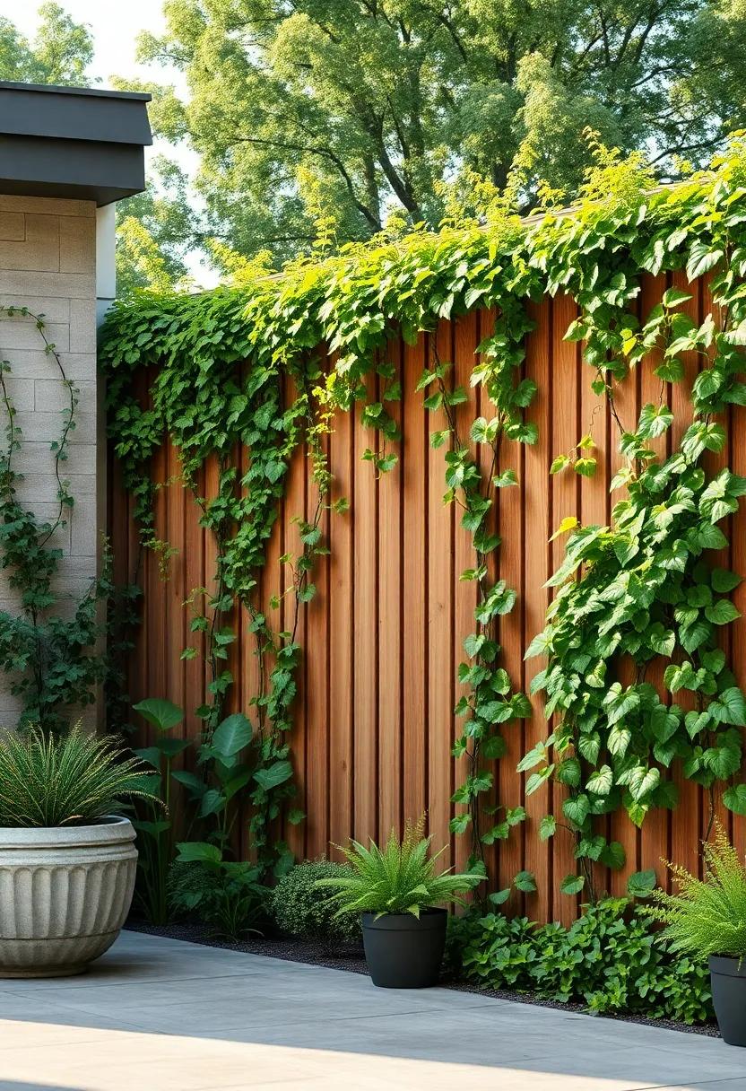 Tall Privacy Fence Featuring⁤ Evergreen Ivy for Year-Round ⁤Greenery