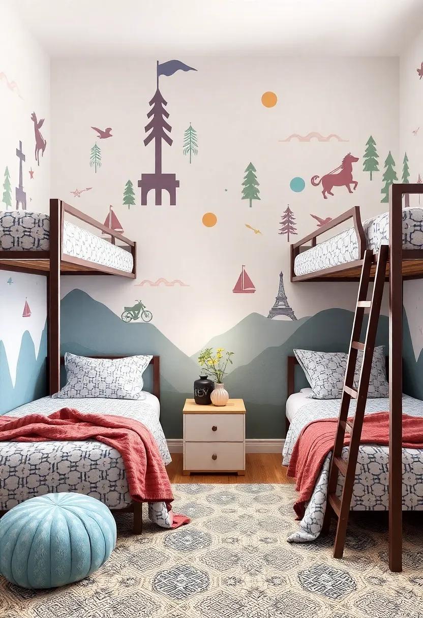 Artistic Wall Murals: Paint ⁤a mural above or around the bunk beds that reflects‌ the​ girls' favorite hobbies, dreams, or adventures, serving as an inspiring backdrop