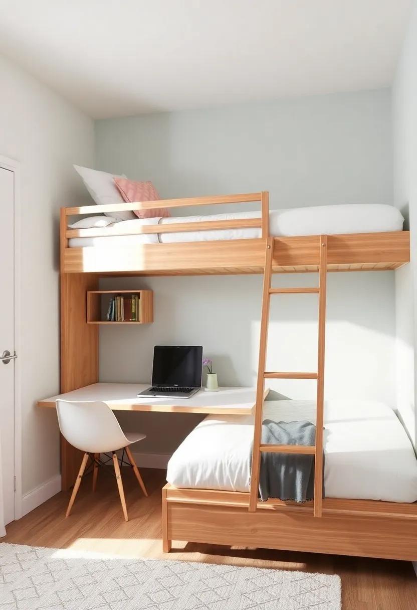 Functional Desk Space: Incorporate a fold-out desk on one side of the bunk to create a versatile study area⁤ that can be easily tucked away