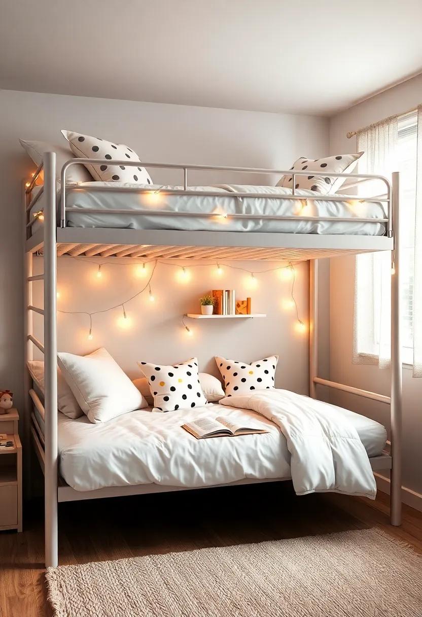 Reading Nook:‌ Transform the bottom‍ bunk‌ into a cozy reading nook with soft pillows, fairy lights, and a small⁤ bookshelf, promoting a ‍love ‌for reading