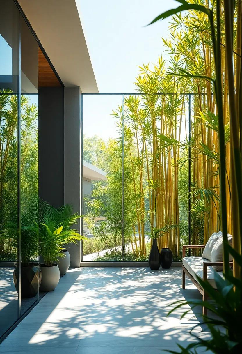 The Play of Shadows and⁣ Light Through ⁢Transparent garden Fences ⁤Amidst Tall Bamboo ‌Stalks