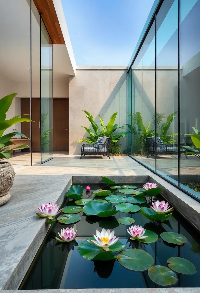 Transparent Barriers Blending Seamlessly ⁣with a Water Lily Pond and Floating Lotus Flowers