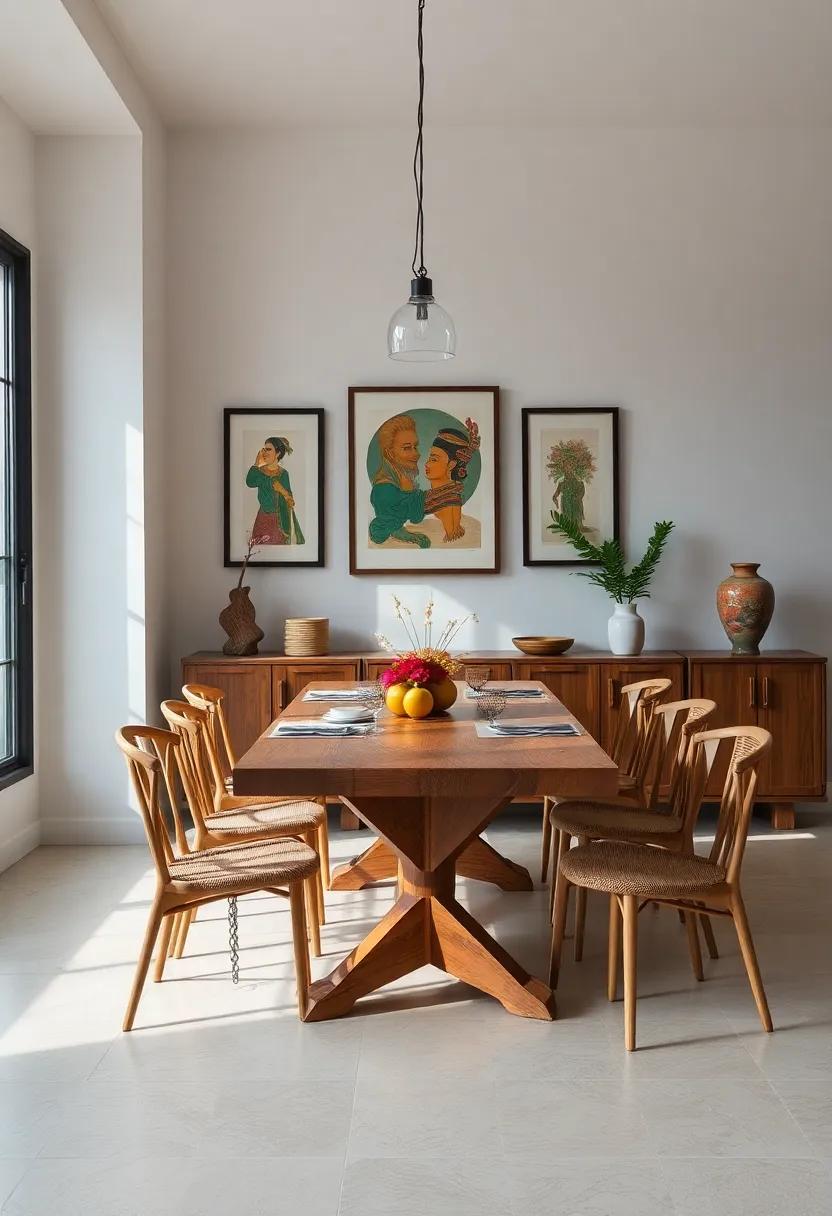 The Culturally ‍Curated Table: ⁢Admire a ⁣dining room where each piece of ⁢art ⁣tells⁣ a story,with accents from Southeast Asia framing a rustic wooden dining set