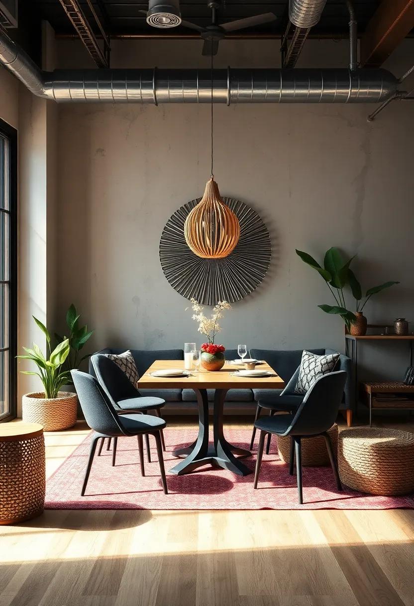 Industrial Boho Bliss: explore ⁢a unique blend of⁢ industrial ‍materials ⁣and bohemian accessories that⁢ result in ⁤a cozy‍ yet contemporary dining atmosphere