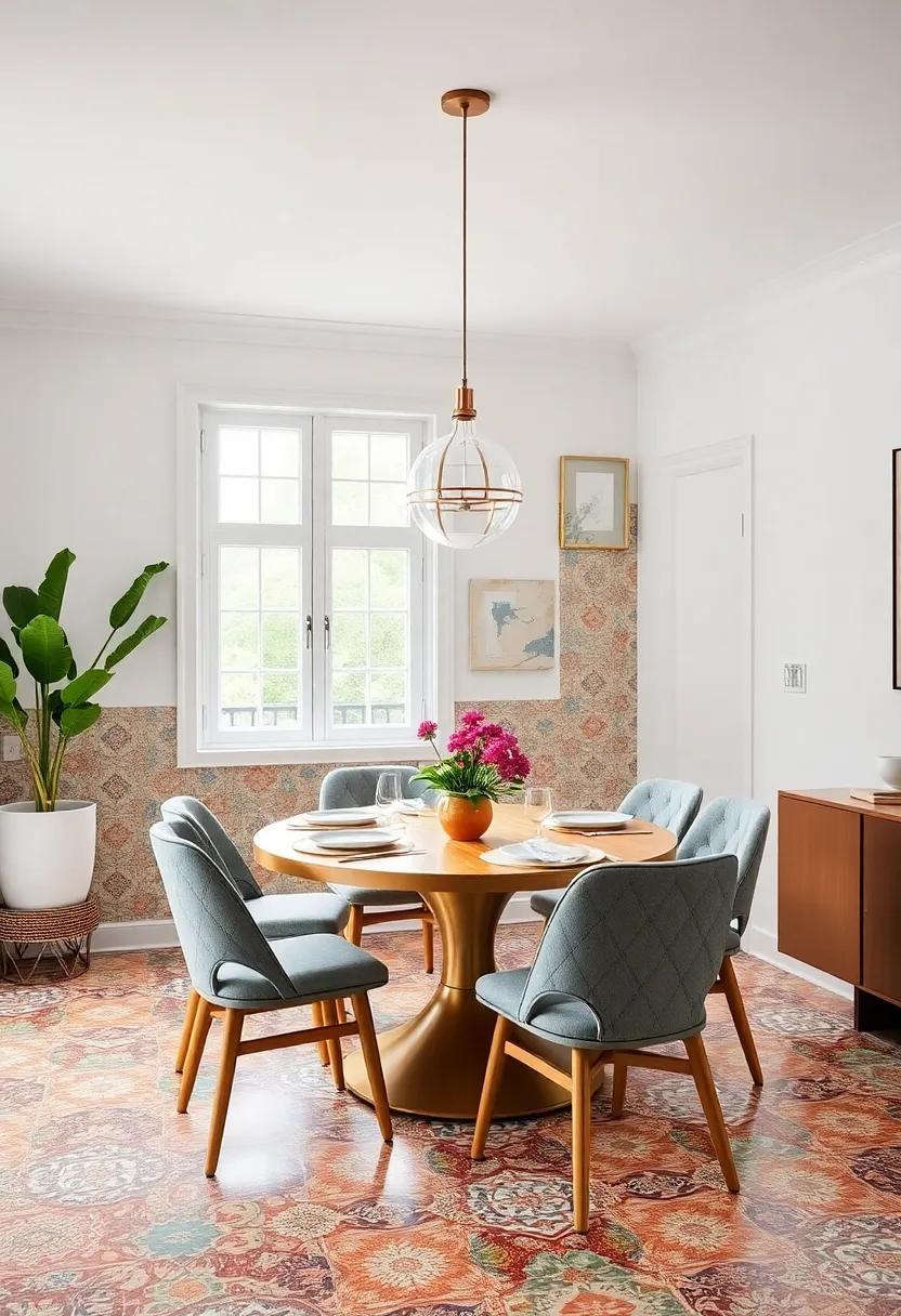 A Vibrant ​Mosaic of Cultures: Discover a dining‌ room where traditional Moroccan tiles blend with sleek ‍Scandinavian furniture, creating a cheerful and eclectic atmosphere